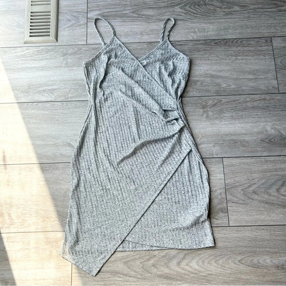 Papaya Metallic Glitter  Knitted Ribbed Midi Straps Dress Made in USA - Picture 4 of 14